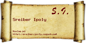 Sreiber Ipoly névjegykártya